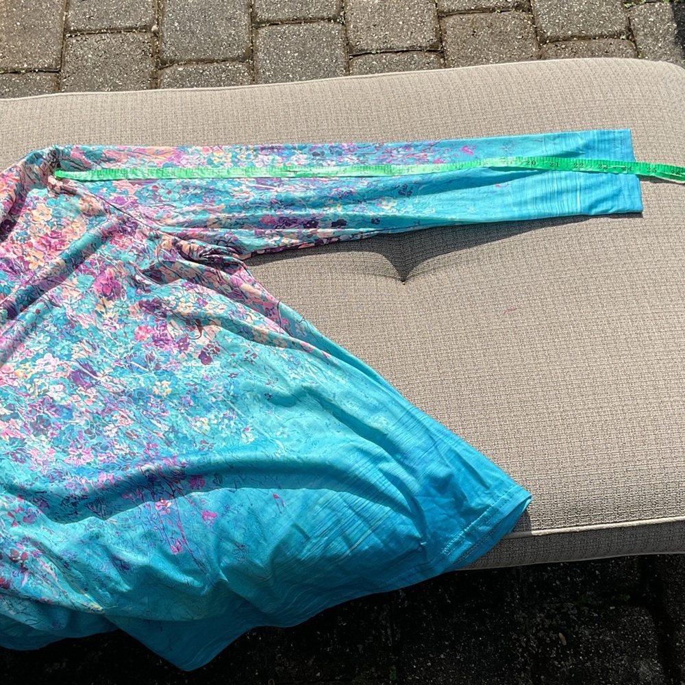 Floral Multicolor Long Sleeve Top, Size Large - Picture 6 of 6